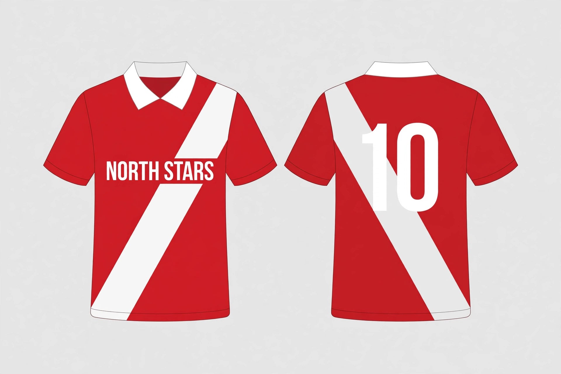 AI-designed red and white sash soccer jersey