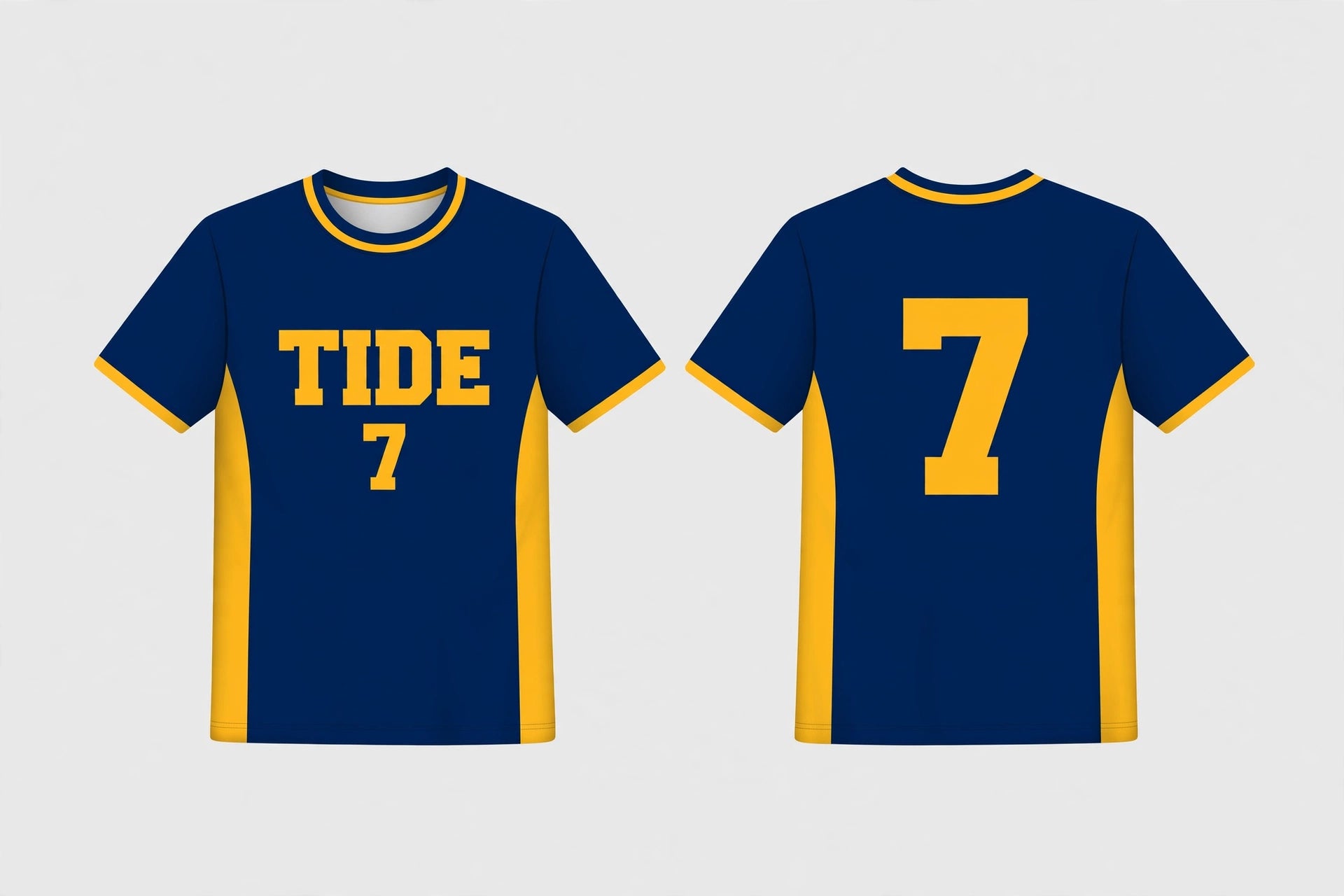 AI-designed navy and gold volleyball jersey